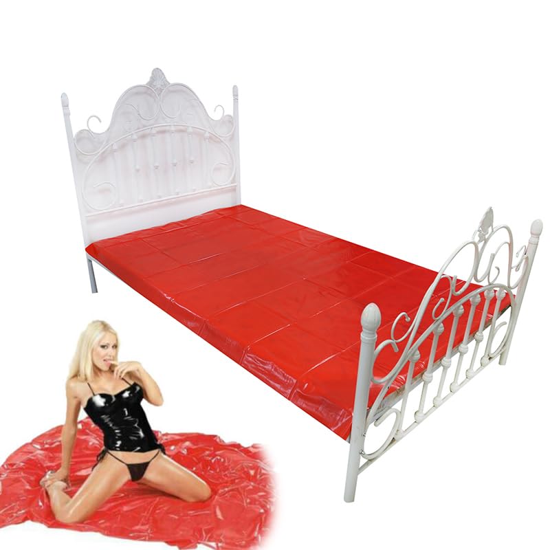 PVC Waterproof Sheet for Bed Mattress Cover Bed Protector 220 * 200CM Kingsize Sex Game for Couples (Red)