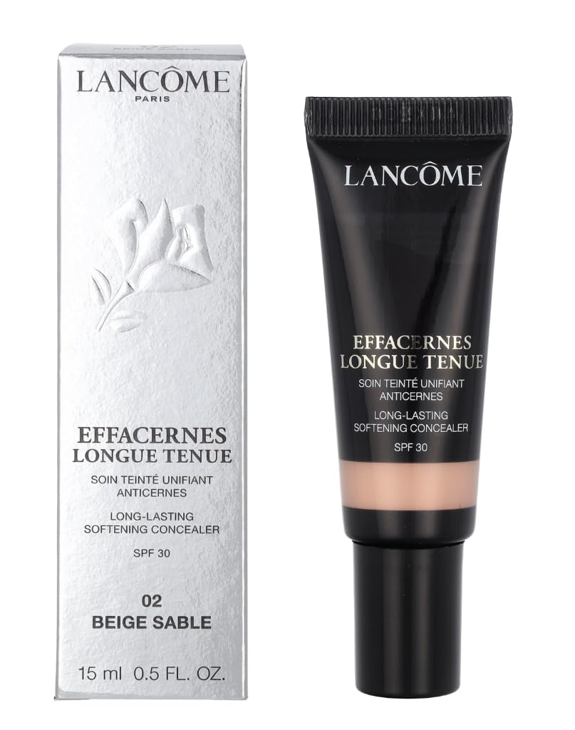 LancômeEffacernes Longue Tenue Concealer - Long-Lasting, Natural Coverage Cream Concealer for Dark Circles and Fine Lines, 02 Beige Sable