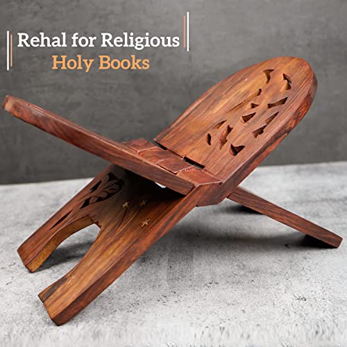 Image of Naayaab Craft Luxury Sheesham Wooden Book Holder | Religious Book Stands | Wooden Rehal - Size (13 Inch)
