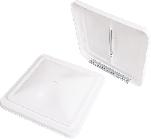 14" Universal RV, Trailer, Camper, Motorhome Roof Vent Cover - Vent Lid Replacement (White 2 Pack) pre assembled