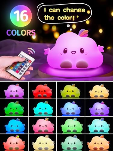 Image of MUID LED Cloud Lights Cute Night Light, Remote 16 Colors Silicone LED Cloud Lamp, Dimmable Cloud Lights for Bedroom, Portable Rechargeable Cute Lamp, Kawaii Room Decor LED Cloud Decor Cute Gifts