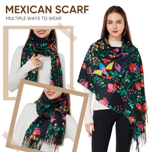 Pashmina Shawls and Wraps, Double-side pattern Long Scarf for Women, Perfect for Winter and Fall4