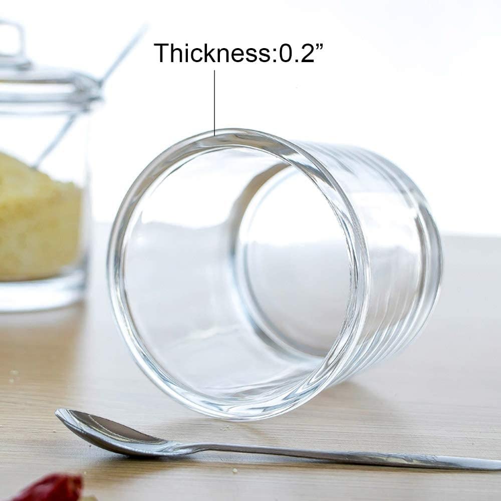 Zuckerdose aus Glas, Gewürzdose, Gewürztöpfe mit Deckel, Löffel