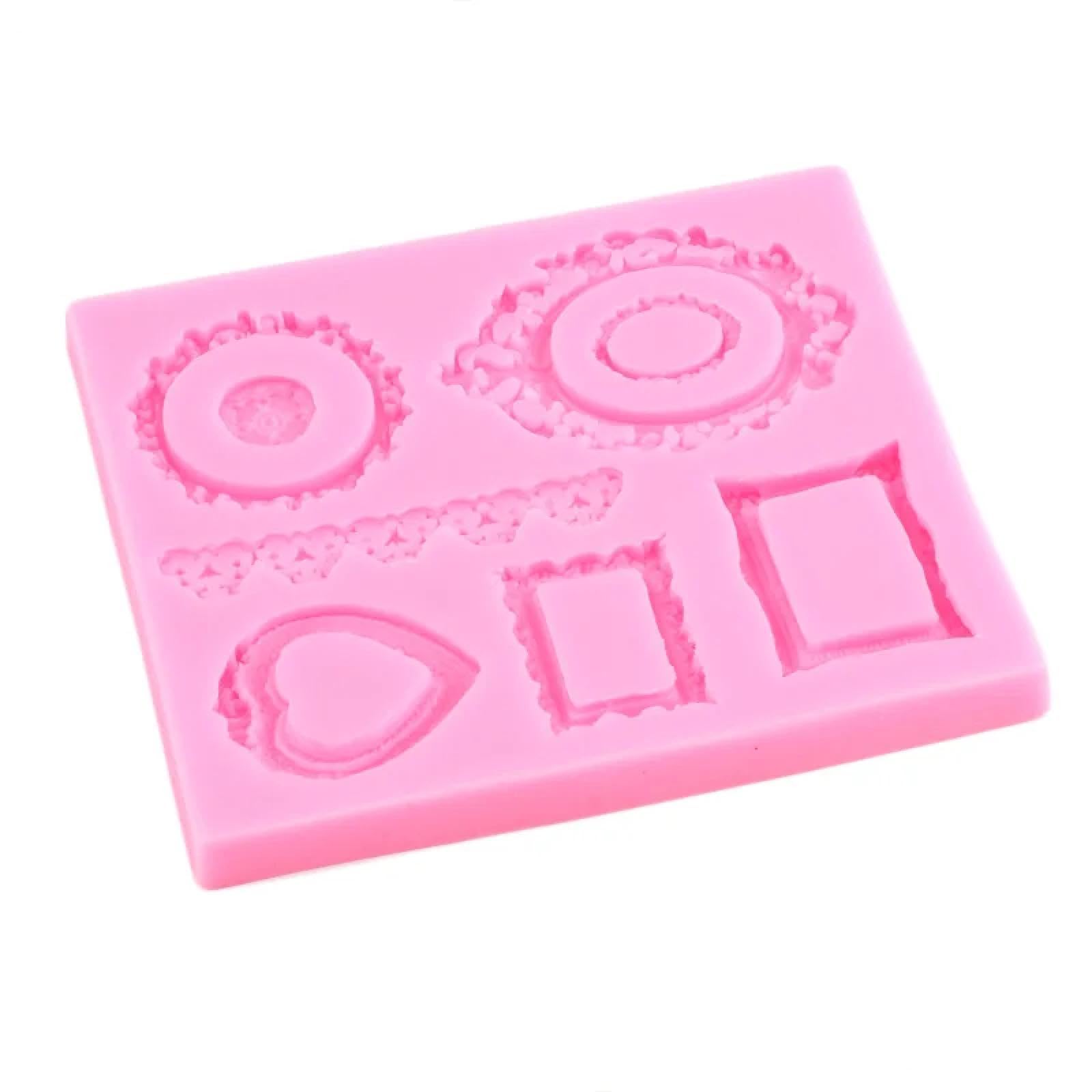 Molde de fondant para tartas, 12 x 10,5 cm, marco de alivio barroco 3D, moldes de silicona para decoración de tartas de boda, herramientas de decoración de pasteles, moldes de resina epoxi de