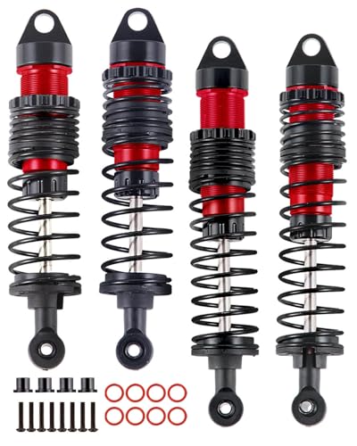 hopsupRC Full Aluminum Big Bore RC Shocks Absorber Damper Upgrades Part for 1/10 Slash/Stampede/Rustler/Bandit VXL 4X4 2WD,Front Rear Assembled Full Metal Shocks,4PCS Red
