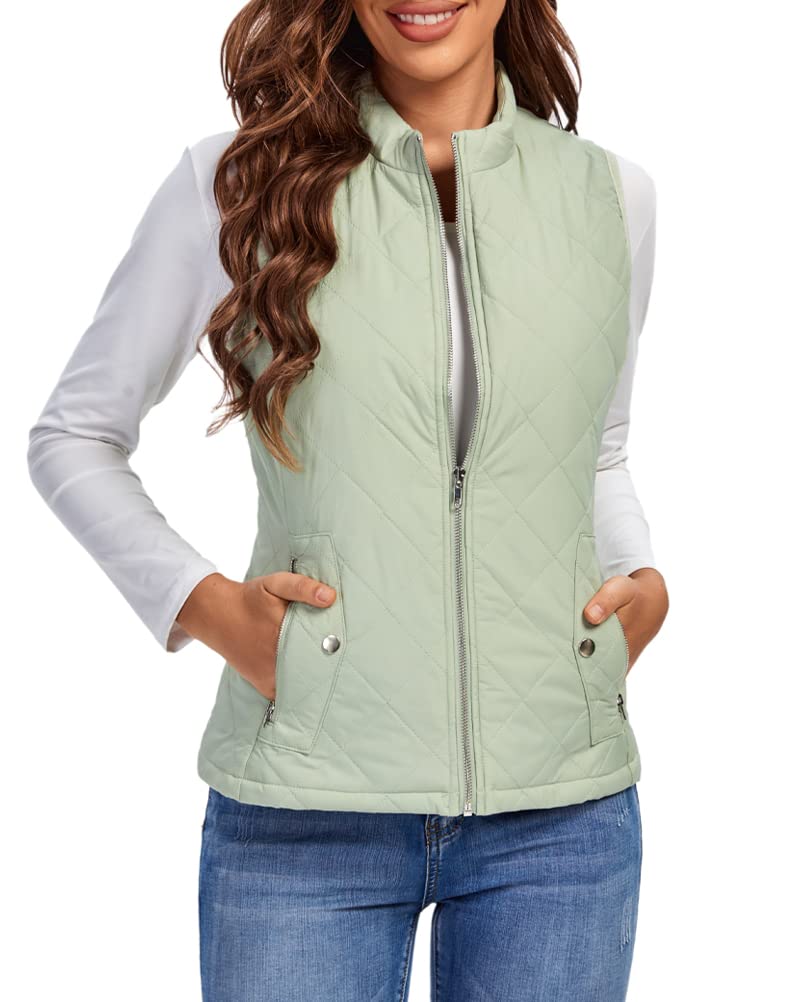 fuinloth Gilet Donna Smanicato Invernale Panciotto Dritto Collarei Giacche Ultraleggeri Senza Maniche Giacca con Tasca con Cerniera