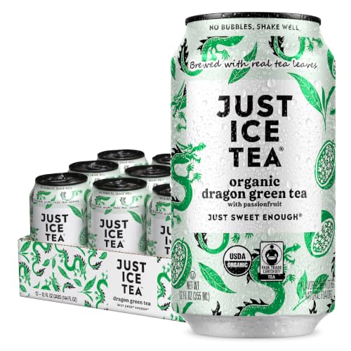 Just Ice Tea, Organic Dragon Green Iced Tea, 12-Pack (12oz Cans)