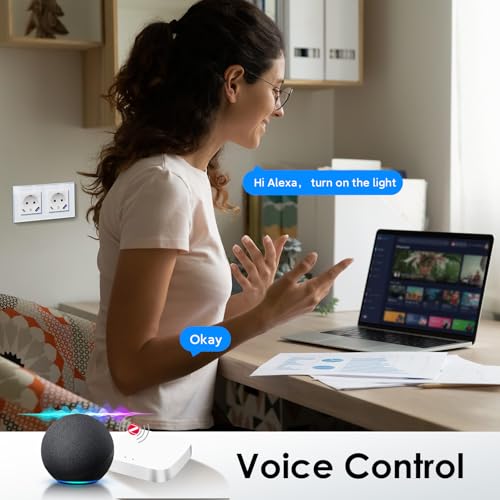 BSEED ZigBee Steckdose mit USB C 20W Schnellladegerät mit Verbrauchsmessung,Smart Doppelsteckdose Unterputz für Alexa,Smart Wandsteckdose mit Strommessung 16A,2 Fach Weiß(Gateway Hub Bedarf)