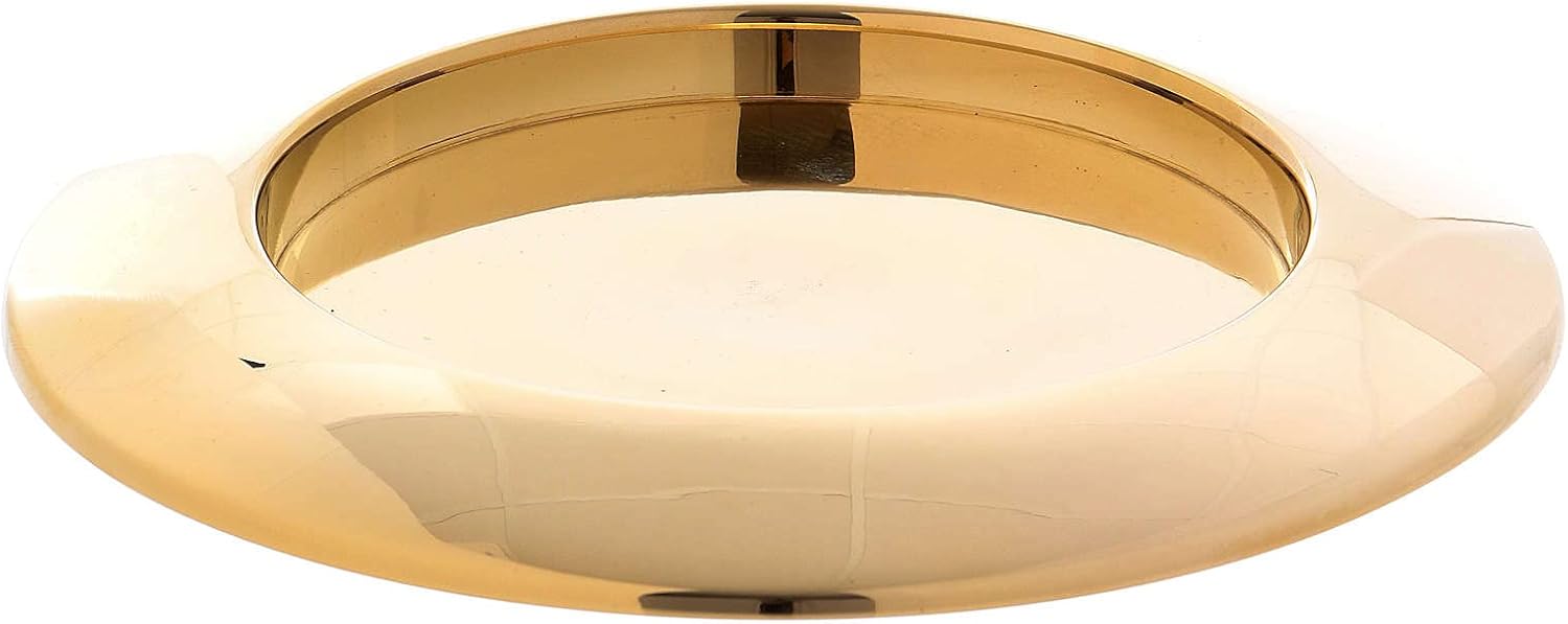 Candle Holder Plate with Raised Edge in Gold Plated Brass