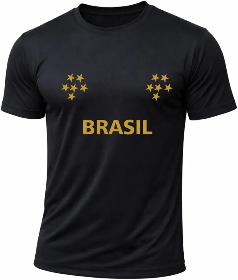 Camiseta Brasil Dry Masculina Camisa Copa do Mundo Torcedor Elite (BR, Alfa, GG, Regular, Padrão, Preto)
