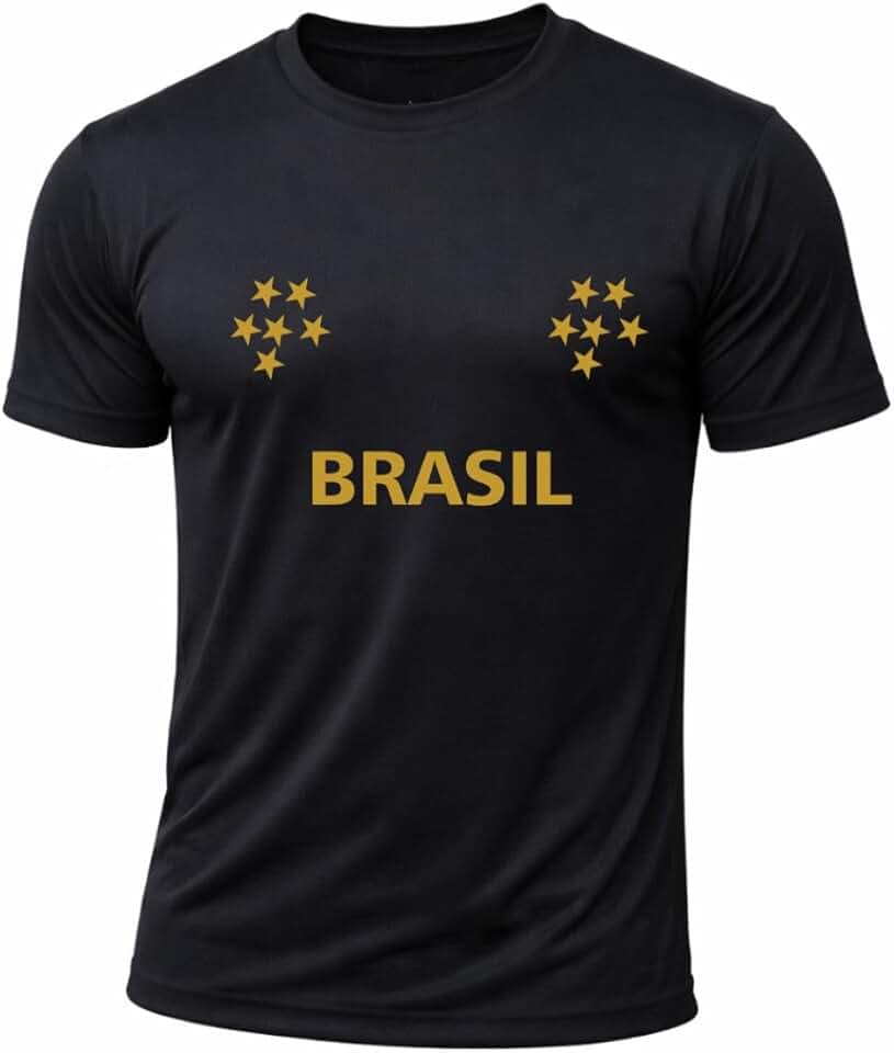 Camiseta Brasil Dry Masculina Camisa Copa do Mundo Torcedor Elite (BR, Alfa, GG, Regular, Padrão, Preto)