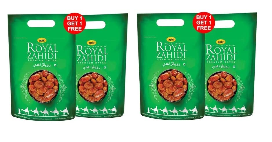 Livshine Apis Royal Zahidi Dates 1000 Gram Free (I.E. Total Quantity 2 Kg), Fresh