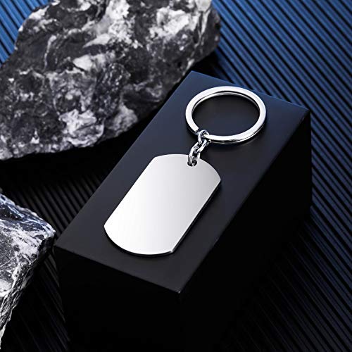 Memediy Personalized Dog Tag Keychain Custom Engraving Names/Date/Text/Black & White Photo Stainless Steel Keychain For Men Women Couple's Gift. (Silver Color) #TOP3