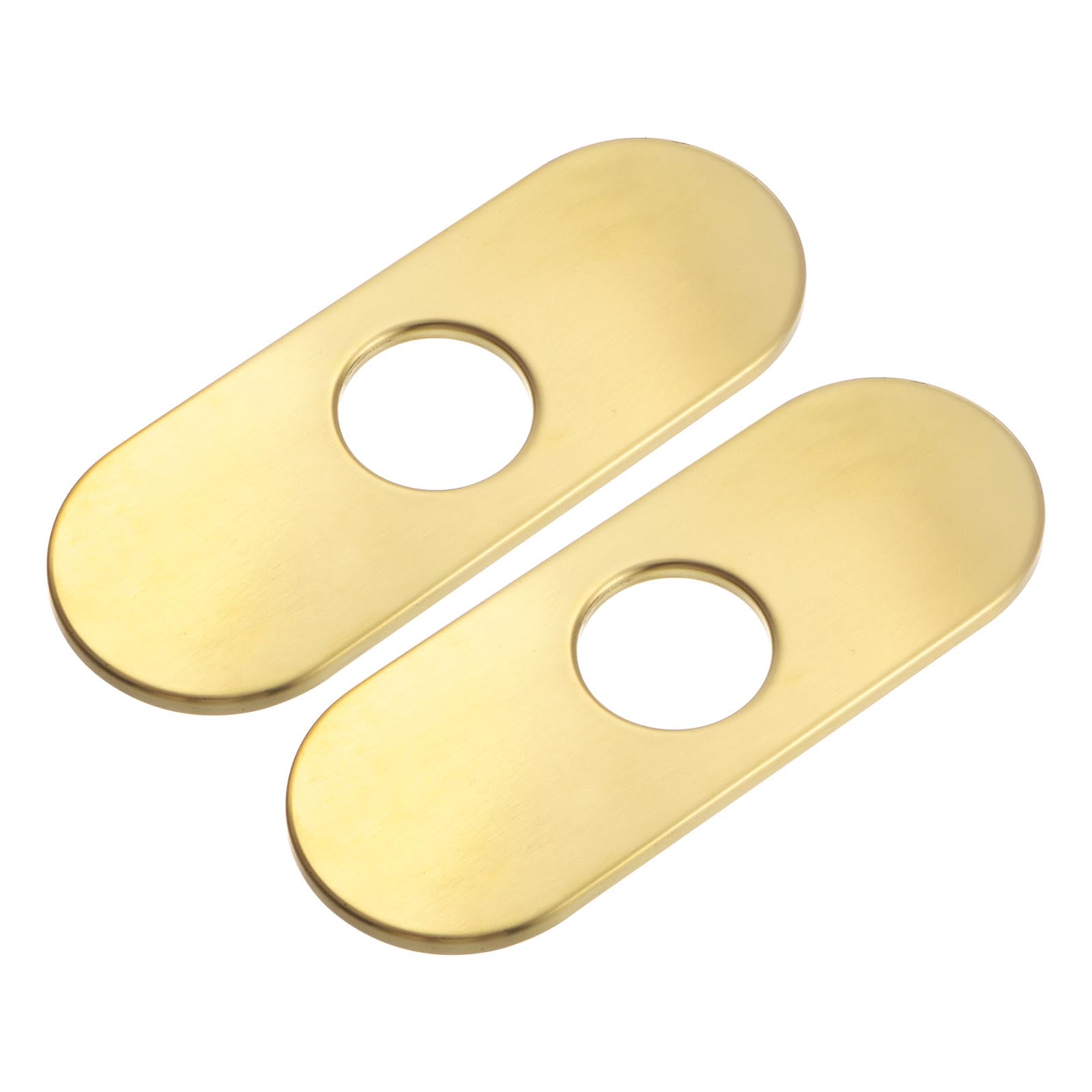 uxcell 2pcs 6 Inch Hole Cover Deck Plate Escutcheon, Stainless Steel Sink Cover Plate for Bathroom or Kitchen Sink Faucet, Oval Brushed Gold
