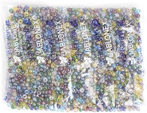 Czech Glass Seed Beads 2/0 (6.1mm Diameter) Transparent Multi Luster DIY Jewelry Making Beads - 500g Bulk Bag by Preciosa (Jablonex)