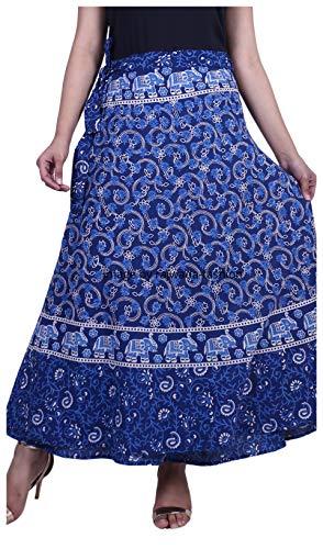 Indian Wrap Around Long Skirt 100% Cotton Jaipuri Printed Mandala Free Size for Women Thanksgiving Gift2