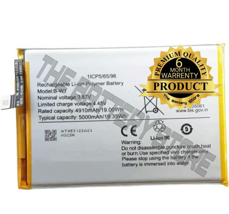 THE BATTERY STORE™ Original B-W1 Battery for vivo Y02s, vivo Y02, V2203 Battery with 6 Month Warranty and high Capacity Battery Backup. (for B-W1)