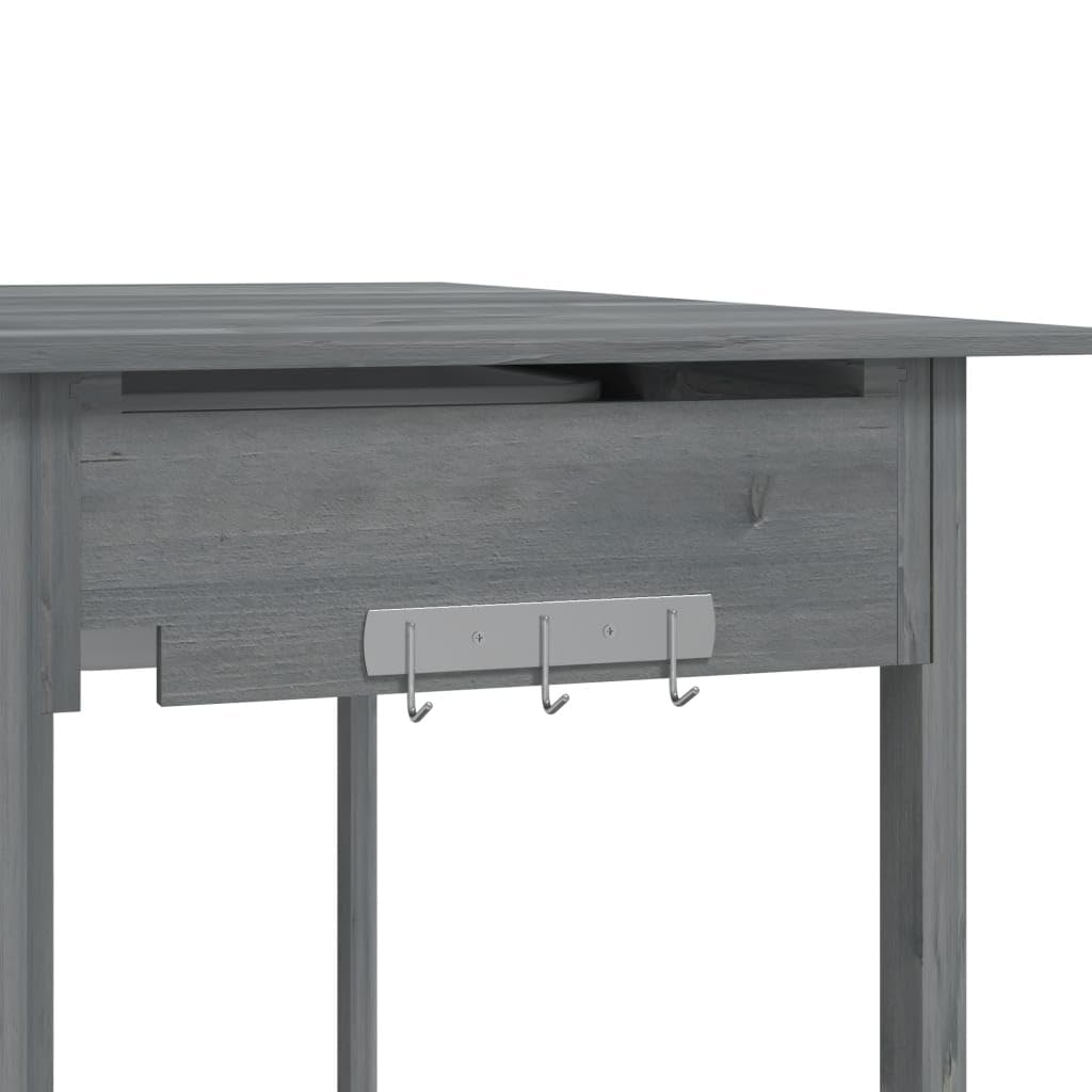 vidaXL Mesa para macetas con Fregadero Abeto Gris 147,5x44x139,5 cm, Mesa de plantación, Banco para macetas, Banco para macetas al Aire Libre