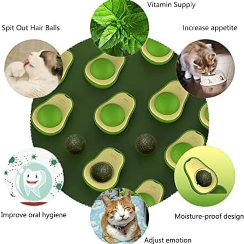 Image of cature Care by Nature Cat Catnip Ball Avocado Shape,Catnip Edible Licking Ball,Cat Treat Toy Catnip Ball Pet Chew Toys Dental Catnip Wall Treats For Cats