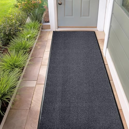 Image of MaxMat Industrial Grade Door Mat - Extra Large, Heavy Duty, Waterproof, Low-Profile, Easy to Clean Floor Mat (3 x 10 Feet, Grey, MXM-RIB0310GY)