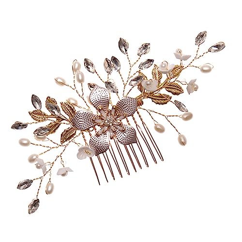Beaupretty 花とパールのデコレーションが施された結婚式用ヘアコーム ウェ