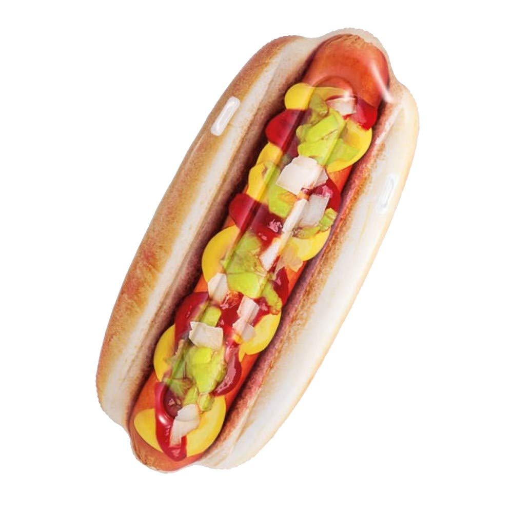 Intex 58771EU - Aufblasbare Luftmatratze Hotdog, Vinyl, Mehrfarbig, 176x76x20 cm