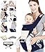 Azeekoom Mochila Portabebés Ergonómica con Asiento de Cadera, Correa de fijación, Baberos, Correa para el Hombro, Capucha para la Cabeza para Niños Pequeños Recién Nacidos 3 a 48 Meses (Azul oscuro)