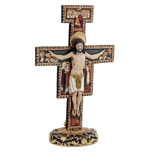Croce Gesù Bizantina Resina Dipinto a Mano 27 cm