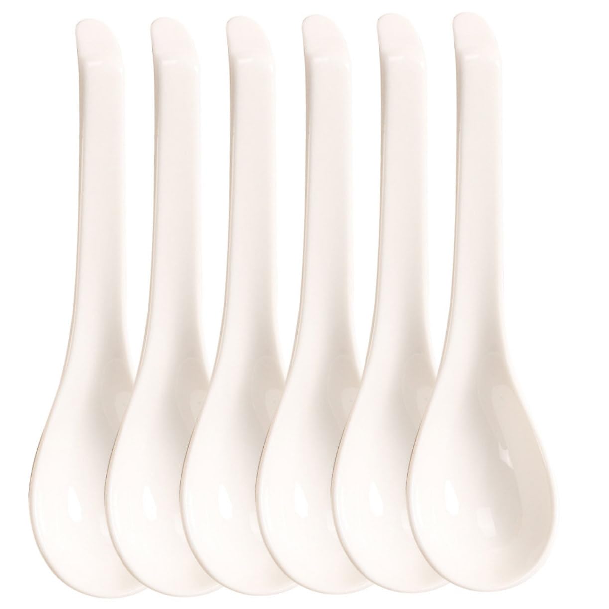 6Pcs Ceramic Soup Spoons Comfortable Ergonomic Kitchen Utensils for Ramen Desserts and Rice and Easy to Clean Dining Essentials