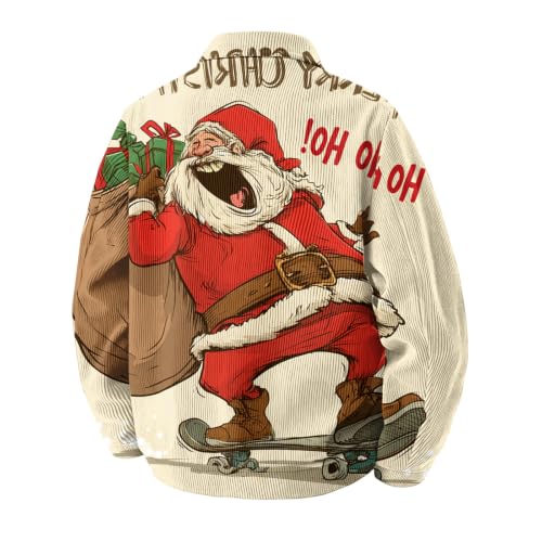 Fall Jacket for Men Christmas Print Vintage Retro Casual Shacket Coat - image 5