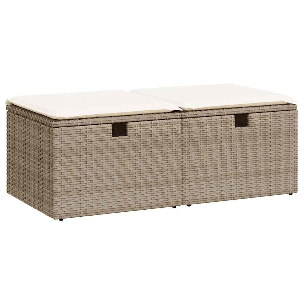 vidaXL Set sofás jardín y Cojines 2 pzas ratán sintético Acacia Beige, Juego de sofás de Exterior, Juego de salón de jardín, Juego de sofás de ratán sintético