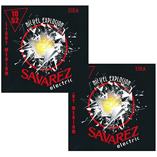 サバレス エレキギター弦 SAVAREZ NICKEL EXPLOSION LINE ELECTRIC GUITAR STRINGS (X50LM ライト/ミディアム MIX, 2セット)