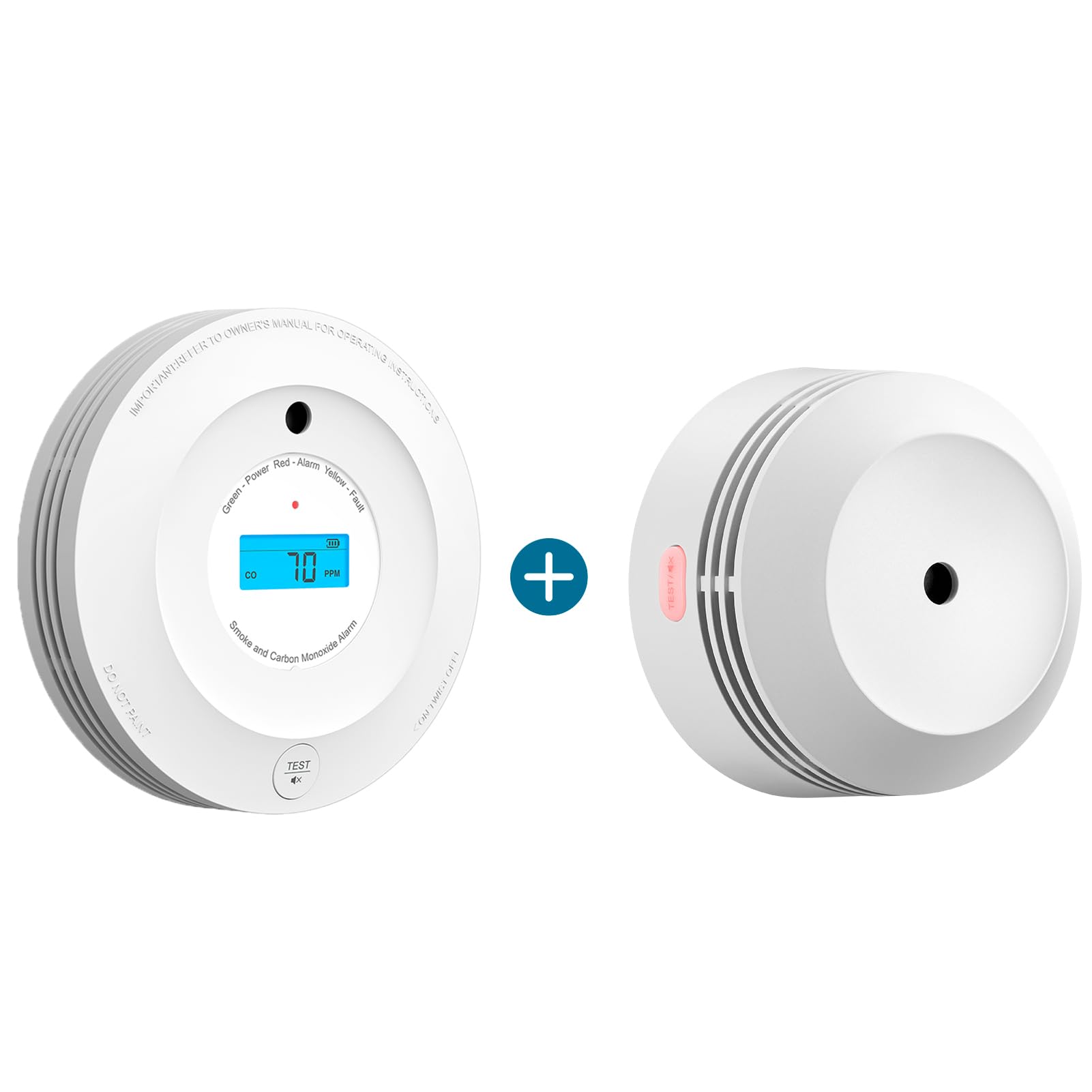 AEGISLINKWi-Fi Combination Smoke and Carbon Monoxide Detector with LCD Display & Replaceable Battery, Compatible with TuyaSmart & Smart Life App, SC-WF240, 1-Pack, S-WF240, 1-Pack