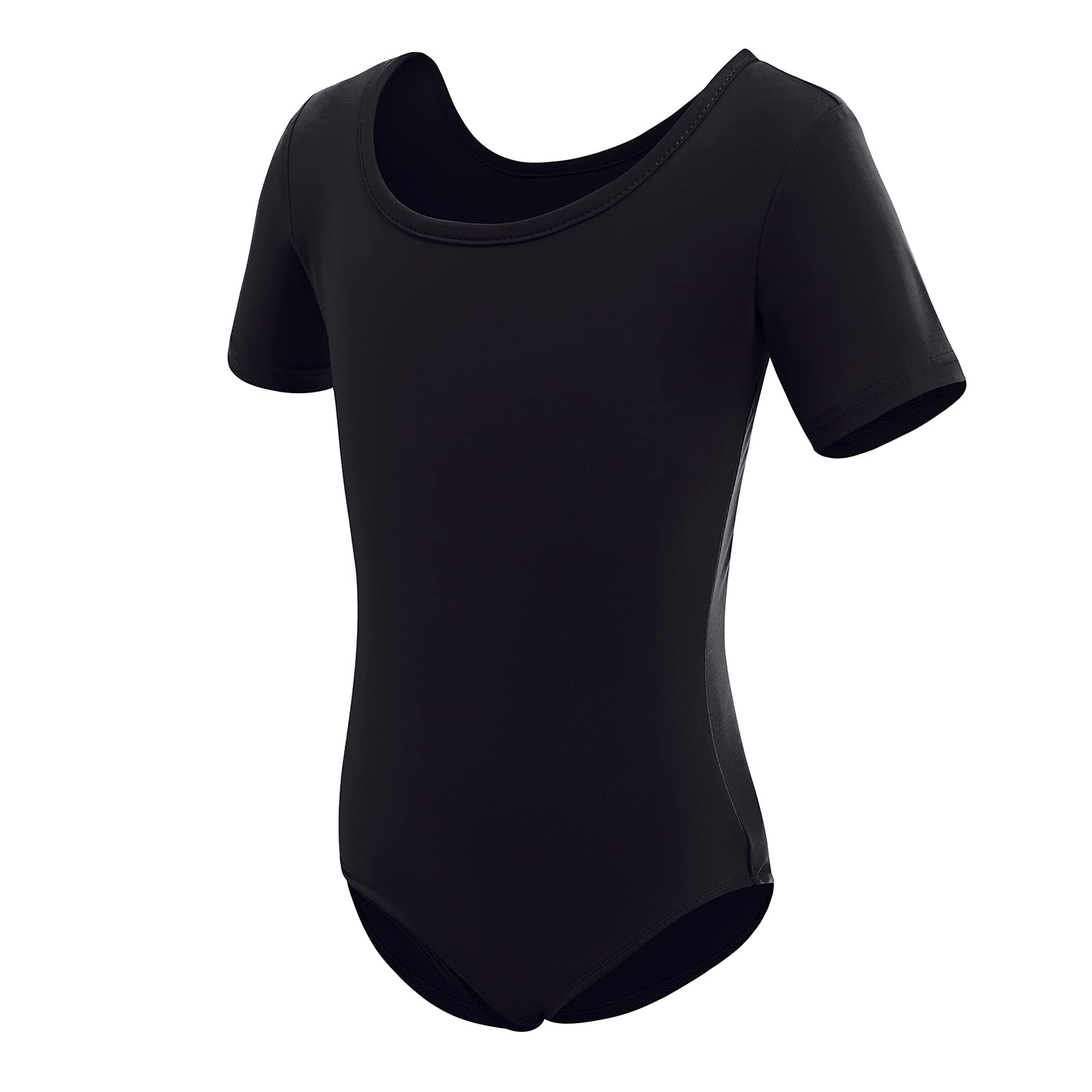 Gymnastics Ballet Dance Leotards for Toddler Girls Short Sleeve Ballet Leotard Top Athletic Training Unitards Ballerina Dancewear for Kids Ballet Tutu Skirted Dress Princess Costume Black 7-8 Years