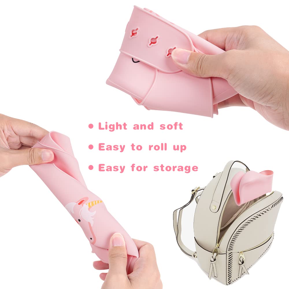 Vicloon Bavaglini Silicone, 2 Pezzi 3D Impermeabile Senza BPA, Pappa Svezzamento con Tasca Raccoglipappa, 4 Misure Regolabili, per Bambini e Neonati, Coniglio e Cavallo