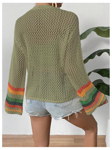Image of SHENHE Women's Floral Crochet Cardigan Hollow Out Open Front Long Sleeve Cardigan Sweater
