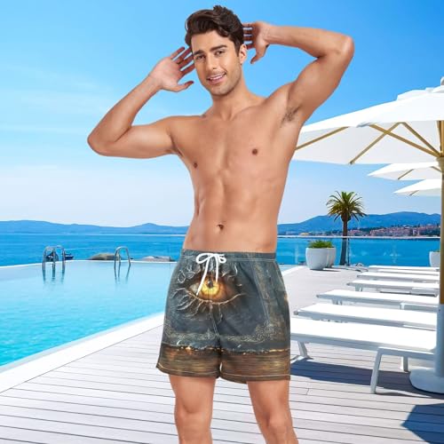 Book Eye Myth Mens Swim Trunks with Liner, Cool Quick Dry Beach Swim Shorts, Swimwear Bathing Suits S4
