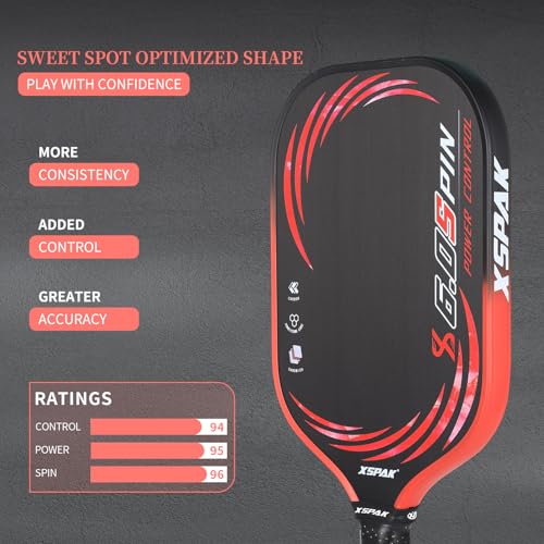 Image of XS XSPAK Carbon Fiber Pickleball Paddle - Tournament Edition - World Champion Surface Technology Options Pickleball Racket - USAPA Polypropylene Honeycomb Paddle with Cushion Comfort Grip