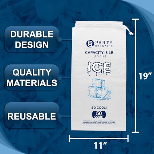 Party Bargains 2676 8 Lb Plastic Drawstring Ice Bags 19 Inchx11 Inch  thumb #1