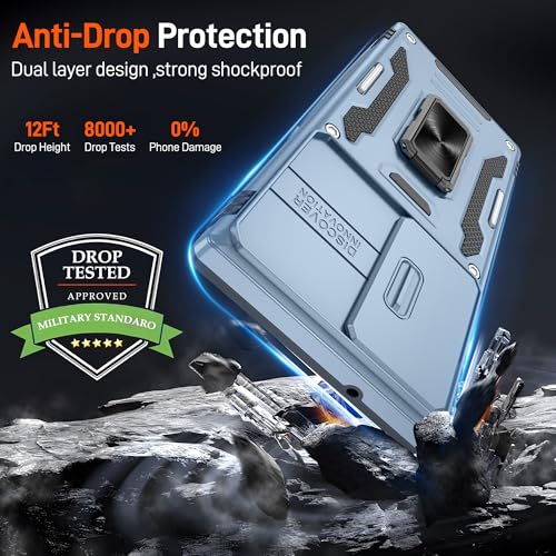 Gritup for Samsung Galaxy S23 Ultra Case with 2-Pack HD Screen Protectors and Slide Camera Cover，14FT Military Grade Drop Protection，Car Mounted Magnetic Rotate Kickstand，Cover-S23 Ultra, Light Blue - image 4