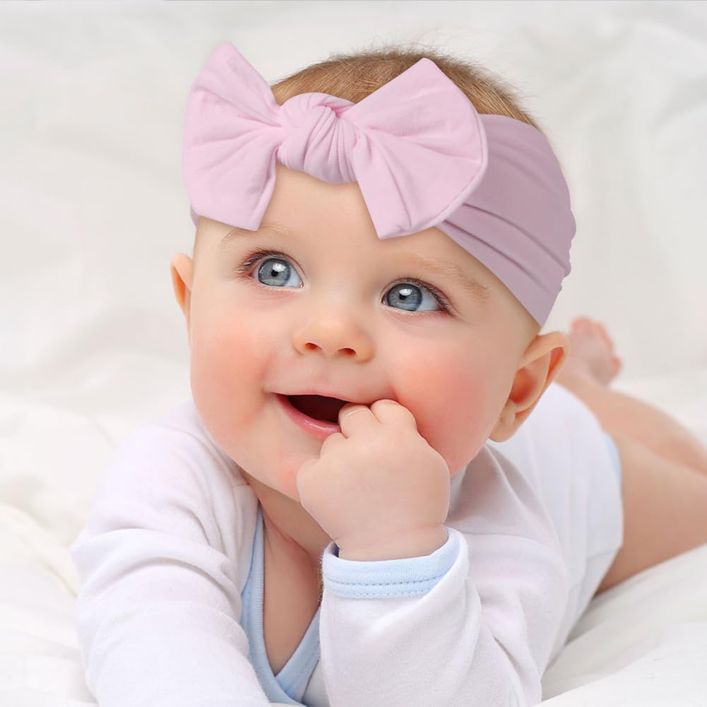 Aolso Lot de 20 bandeaux pour bébé fille avec nœuds pour cheveux de nouveau-né à tout-petit