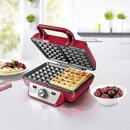 GOURMETmaxx Belgisches Waffeleisen | Waffelautomat für 2 Belgische Waffeln, Antihaftbeschichtung | 1000 Watt [Rot] – Bild 4