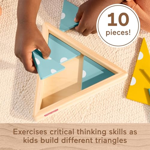 Fisher-Price Wood Montessori Triangle Puzzle Learning Activity, Ages 3+ - image 3