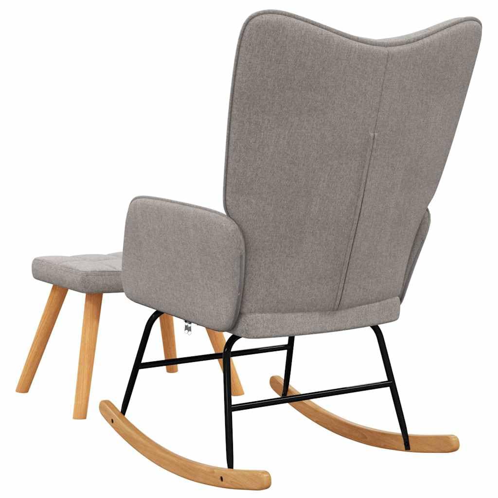 vidaXL Chaise à Bascule avec Tabouret Siège de Relaxation Fauteuil de Salon Salle de Séjour Siège de Salon Maison Intérieur Taupe Tissu