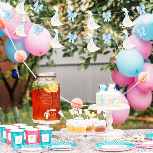 Image of TaoBary 2 Set Blue Bow Silly Goose Birthday Banner Silly Goose Party Decoration for Farm Animal Baby Shower Birthday Party Decorations