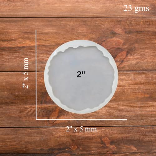 Image of R H Lifestyle Silicone Mould Set for Resin Art - Round Agate Coaster and Photo Frame Epoxy Casting Tray - 4 Pieces, 2 Inch