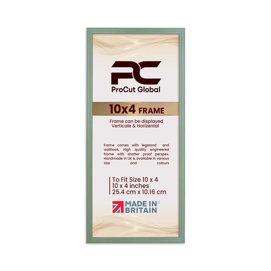 Procut Global 10X4 Green Picture Frames - Classic Wooden Photo Frame with Shatterproof Perspex for Wall or Tabletop - Perfect for Posters, Certificates & Prints - Sizes & Colors Available