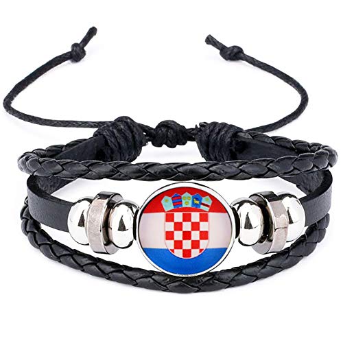 NiceButy Kroatien Nationalflagge Charm Armband Armbänder Leder flicht, Fußball-Armband Team-Flaggen Hand Band Armband kreatives Design