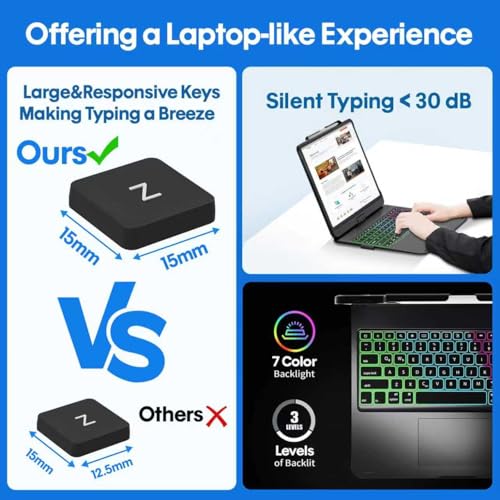 Image of BABG Keyboard Case for iPad Air 13 inch(M3 /M2)&iPad Pro 13(M5 /M4),iPad Pro 12.9(6th /5th /4th /3rd Gen) Case with Keyboard,360 Rotatable,Toupad,Backlits,Pencil Charging-Black
