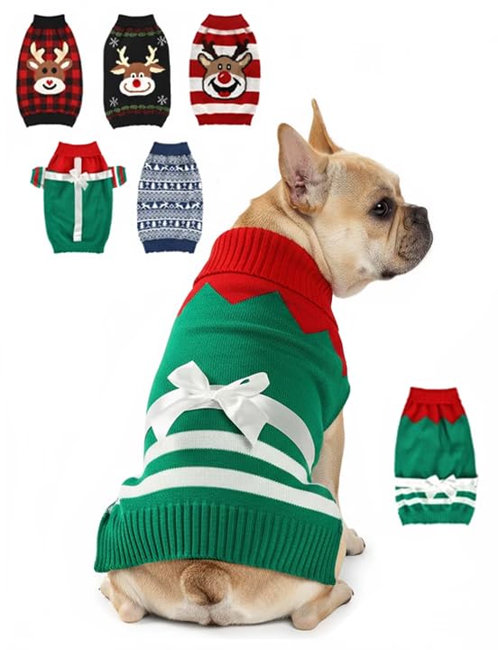 Dog Christmas Sweater, Soft Warm Pet Clothes Coat...